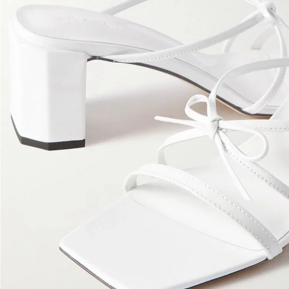 BY FAR June Bow-Detailed Glossed-Leather Mules